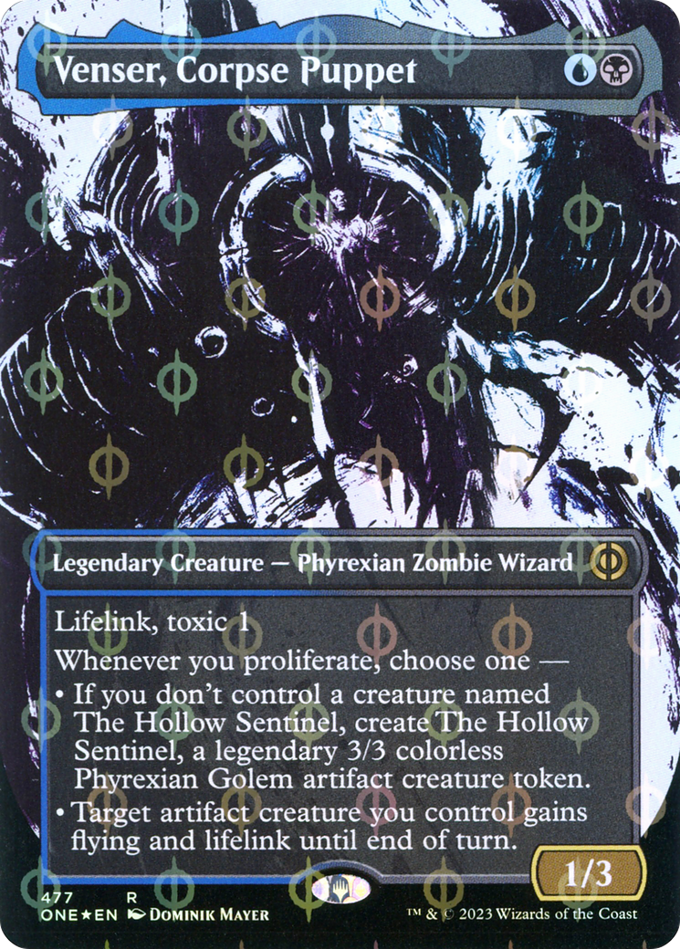 Venser, Corpse Puppet (Borderless Ichor Step-and-Compleat Foil) [Phyrexia: All Will Be One] | Mindsight Gaming