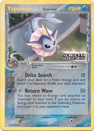 Vaporeon (18/113) (Delta Species) (Stamped) [EX: Delta Species] | Mindsight Gaming