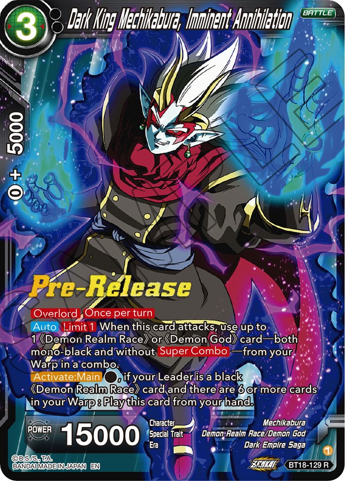 Dark King Mechikabura, Imminent Annihilation (BT18-129) [Dawn of the Z-Legends Prerelease Promos] | Mindsight Gaming