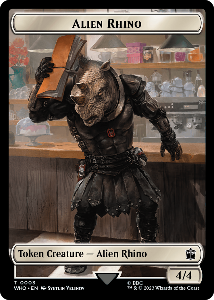 Alien Rhino // Alien Salamander Double-Sided Token (Surge Foil) [Doctor Who Tokens] | Mindsight Gaming