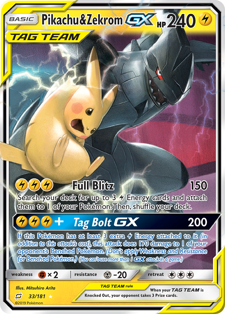 Pikachu & Zekrom GX (33/181) [Sun & Moon: Team Up] | Mindsight Gaming