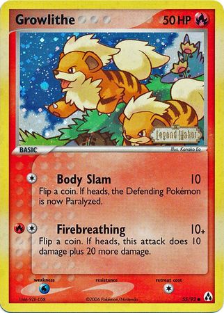 Growlithe (55/92) (Stamped) [EX: Legend Maker] | Mindsight Gaming