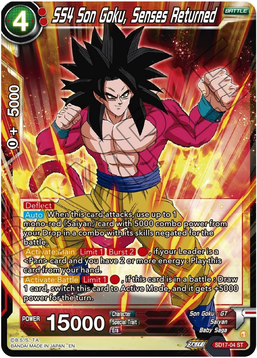 SS4 Son Goku, Senses Returned (SD17-04) [Dawn of the Z-Legends] | Mindsight Gaming