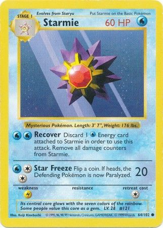 Starmie (64/102) [Base Set Shadowless Unlimited] | Mindsight Gaming