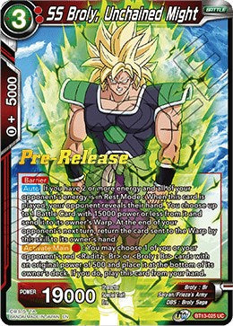 SS Broly, Unchained Might (BT13-025) [Supreme Rivalry Prerelease Promos] | Mindsight Gaming