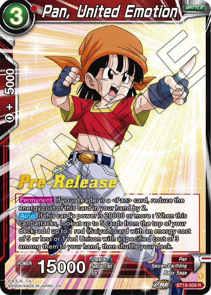 Pan, United Emotion (BT18-009) [Dawn of the Z-Legends Prerelease Promos] | Mindsight Gaming