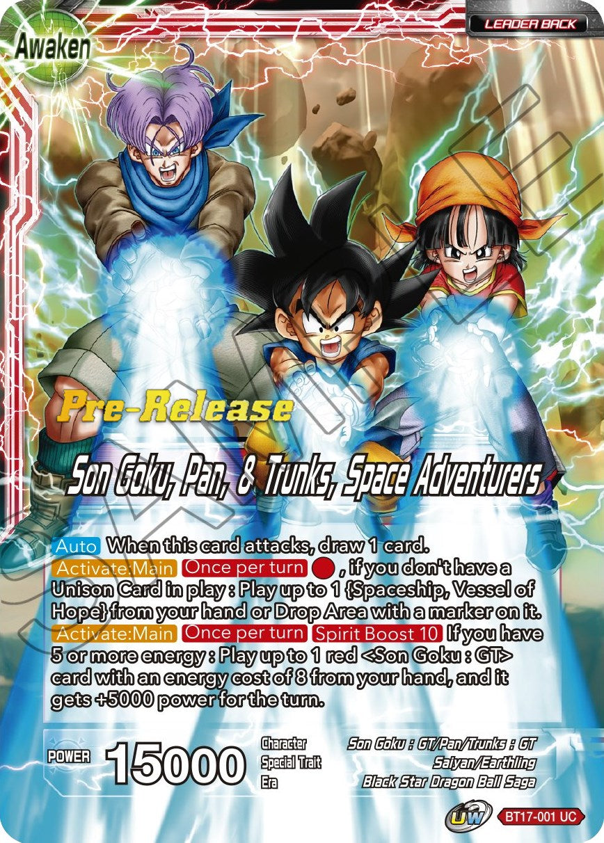 Son Goku // Son Goku, Pan, and Trunks, Space Adventurers (BT17-001) [Ultimate Squad Prerelease Promos] | Mindsight Gaming