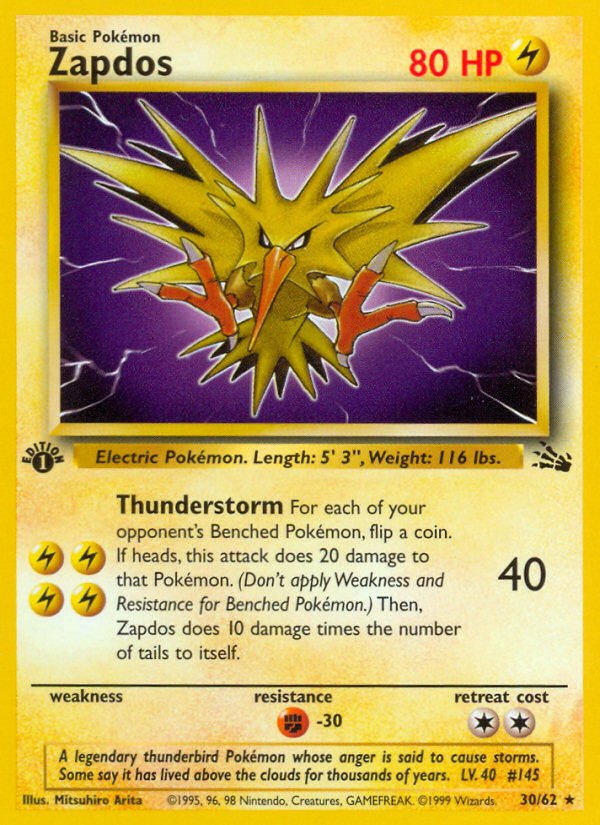 Zapdos (30/62) [Fossil 1st Edition] | Mindsight Gaming