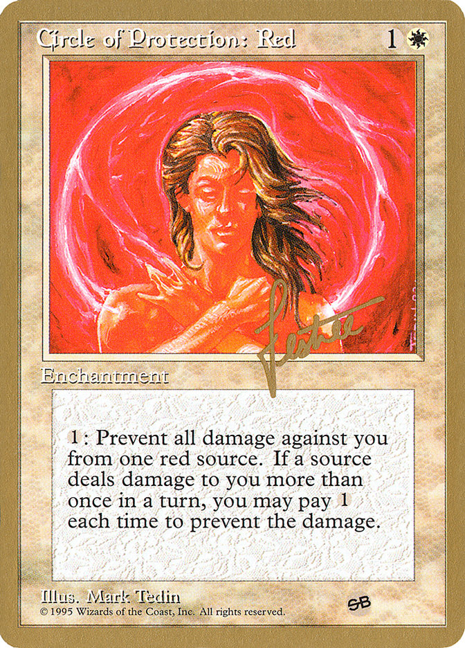 Circle of Protection: Red (Bertrand Lestree) (SB) (4ED) [Pro Tour Collector Set] | Mindsight Gaming