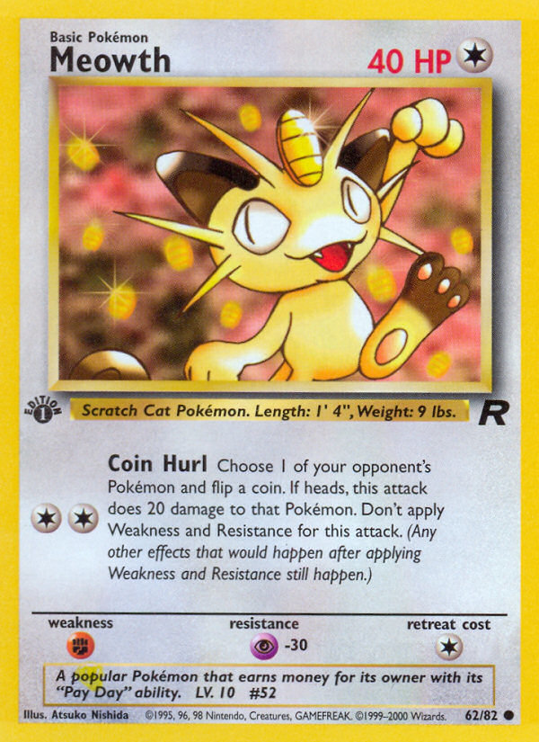 Meowth (62/82) [Team Rocket 1st Edition] | Mindsight Gaming