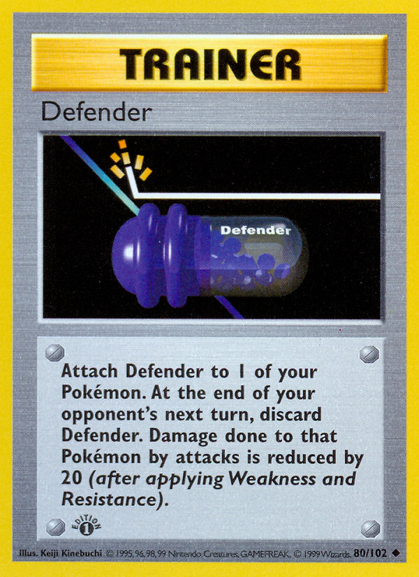 Defender (80/102) (Shadowless) [Base Set 1st Edition] | Mindsight Gaming