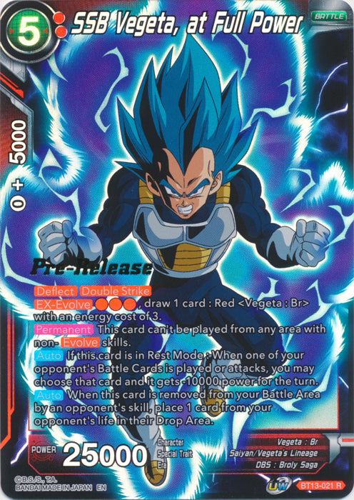 SSB Vegeta, at Full Power (BT13-021) [Supreme Rivalry Prerelease Promos] | Mindsight Gaming