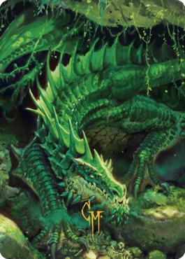 Lurking Green Dragon Art Card (Gold-Stamped Signature) [Commander Legends: Battle for Baldur's Gate Art Series] | Mindsight Gaming