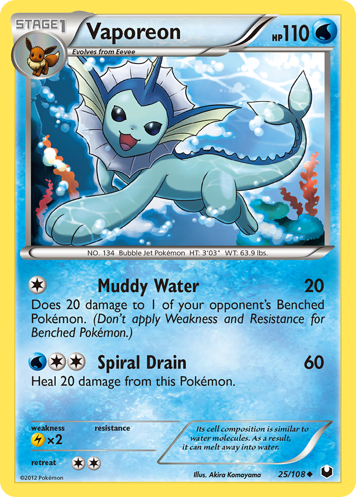 Vaporeon (25/108) [Black & White: Dark Explorers] | Mindsight Gaming