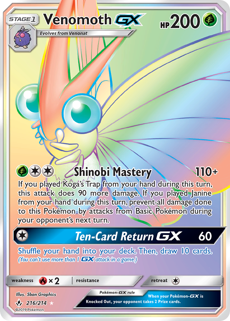 Venomoth GX (216/214) [Sun & Moon: Unbroken Bonds] | Mindsight Gaming