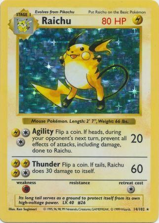 Raichu (14/102) [Base Set Shadowless Unlimited] | Mindsight Gaming