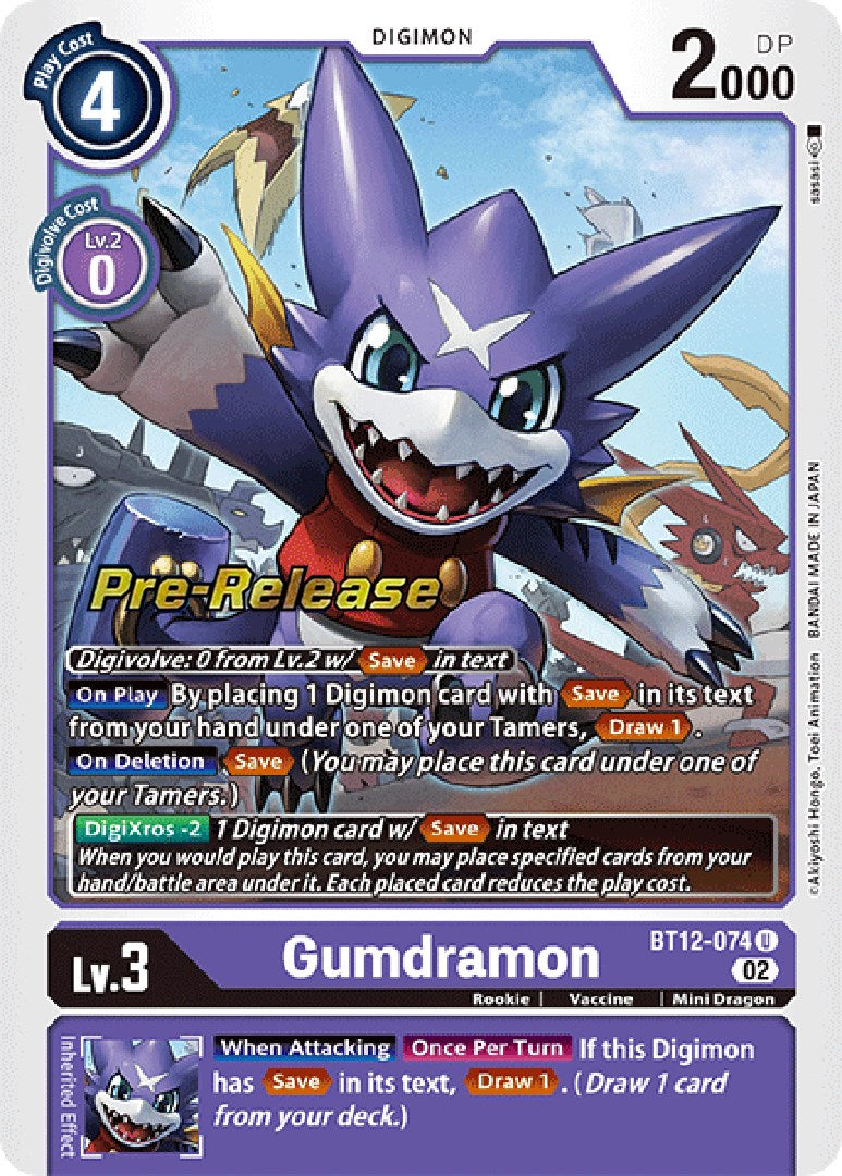 Gumdramon [BT12-074] [Across Time Pre-Release Cards] | Mindsight Gaming