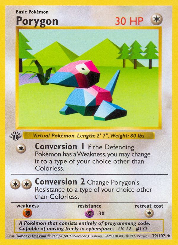 Porygon (39/102) (Shadowless) [Base Set 1st Edition] | Mindsight Gaming