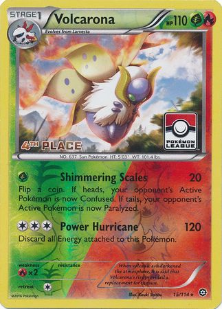 Volcarona (15/114) (League Promo 4th Place) [XY: Steam Siege] | Mindsight Gaming