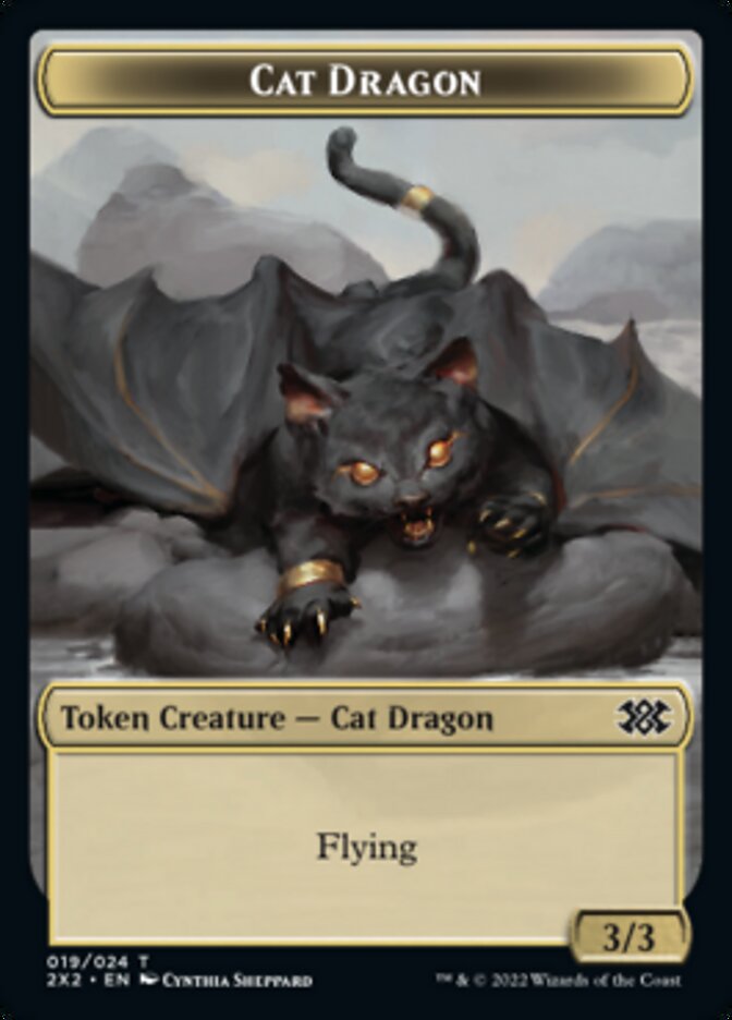 Cat Dragon // Vampire Double-sided Token [Double Masters 2022 Tokens] | Mindsight Gaming