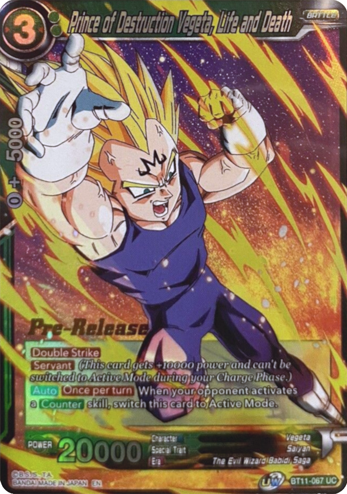 Prince of Destruction Vegeta, Life and Death (BT11-067) [Vermilion Bloodline Prerelease Promos] | Mindsight Gaming