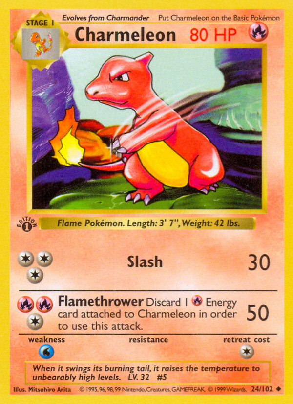 Charmeleon (24/102) (Shadowless) [Base Set 1st Edition] | Mindsight Gaming