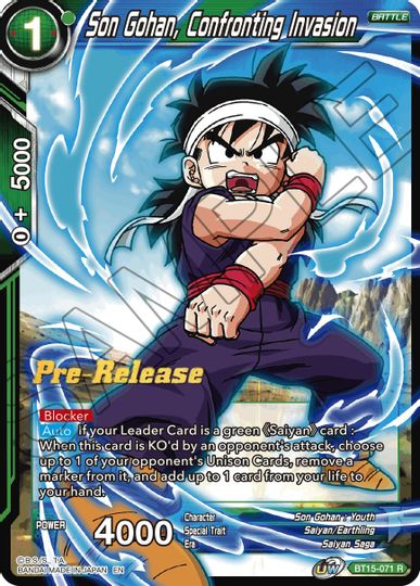 Son Gohan, Confronting Invasion (BT15-071) [Saiyan Showdown Prerelease Promos] | Mindsight Gaming