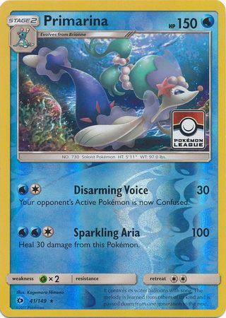 Primarina (41/149) (League Promo) [Sun & Moon: Base Set] | Mindsight Gaming