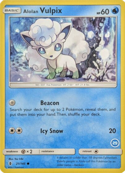 Alolan Vulpix (21/145) (Deck Exclusive #29) [Sun & Moon: Trainer Kit - Alolan Ninetales] | Mindsight Gaming