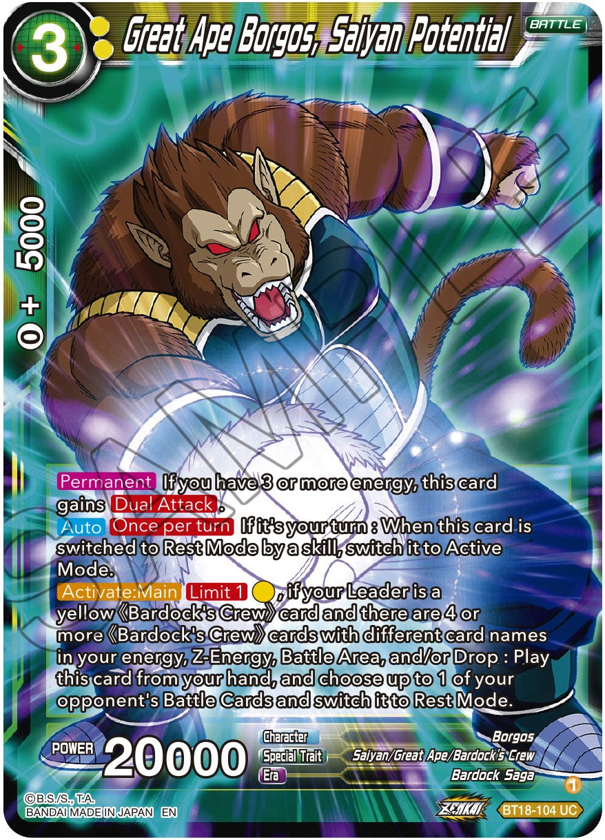 Great Ape Borgos, Saiyan Potential (BT18-104) [Dawn of the Z-Legends] | Mindsight Gaming