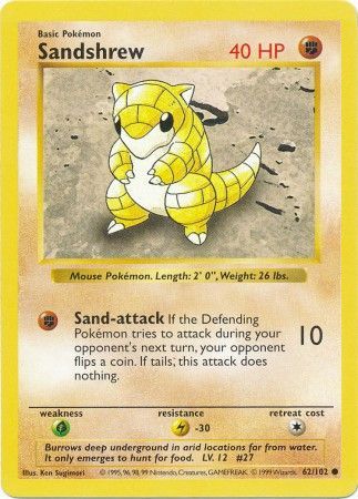 Sandshrew (62/102) [Base Set Shadowless Unlimited] | Mindsight Gaming