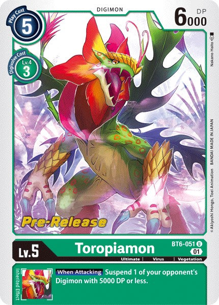 Toropiamon [BT6-051] [Double Diamond Pre-Release Cards] | Mindsight Gaming