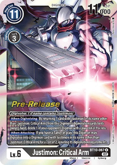 Justimon: Critical Arm [BT10-067] [Xros Encounter Pre-Release Cards] | Mindsight Gaming