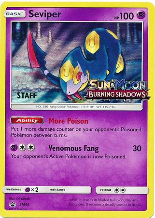 Seviper (SM46) (Staff Prerelease Promo) [Sun & Moon: Black Star Promos] | Mindsight Gaming