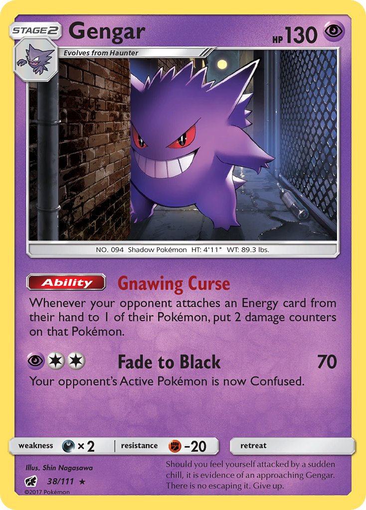 Gengar (38/111) (Prerelease Kit Exclusive) (Theme Deck Exclusive) [Sun & Moon: Crimson Invasion] | Mindsight Gaming