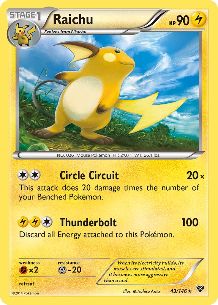 Raichu (43/146) (Battle Arena Deck Exclusive) (Theme Deck Exclusive) [XY: Base Set] | Mindsight Gaming