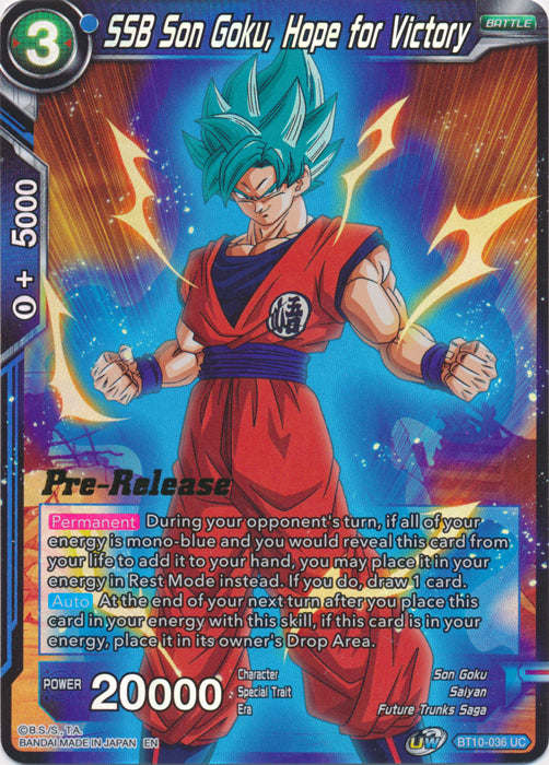 SSB Son Goku, Hope for Victory (BT10-036) [Rise of the Unison Warrior Prerelease Promos] | Mindsight Gaming