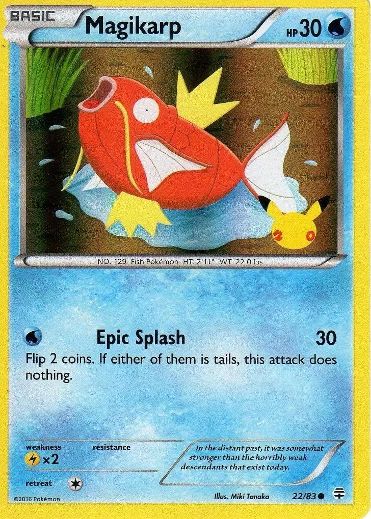 Magikarp (22/83) (20th Anniversary Stamp) [XY: Generations] | Mindsight Gaming