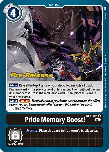 Pride Memory Boost! [BT7-105] [Next Adventure Pre-Release Cards] | Mindsight Gaming