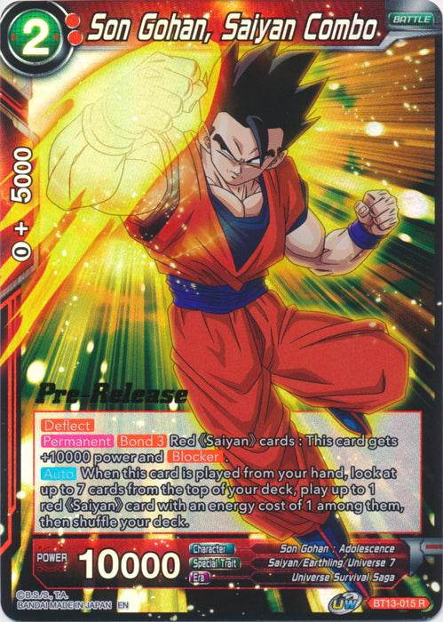 Son Gohan, Saiyan Combo (BT13-015) [Supreme Rivalry Prerelease Promos] | Mindsight Gaming