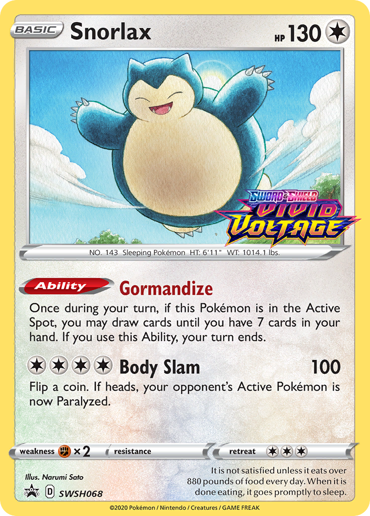 Snorlax (SWSH068) (Prerelease Promo) [Sword & Shield: Black Star Promos] | Mindsight Gaming