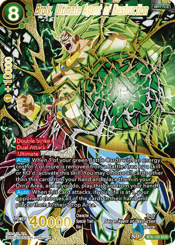 Broly, Ultimate Agent of Destruction (SCR) (BT6-125) [5th Anniversary Set] | Mindsight Gaming