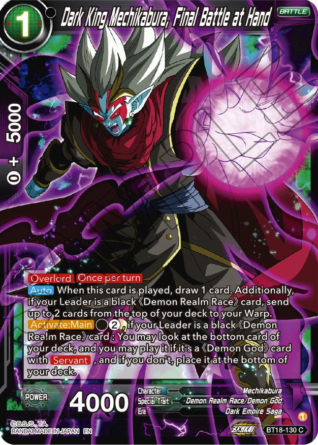 Dark King Mechikabura, Final Battle at Hand (BT18-130) [Dawn of the Z-Legends] | Mindsight Gaming