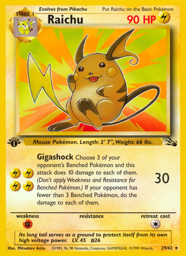 Raichu (29/62) [Fossil 1st Edition] | Mindsight Gaming