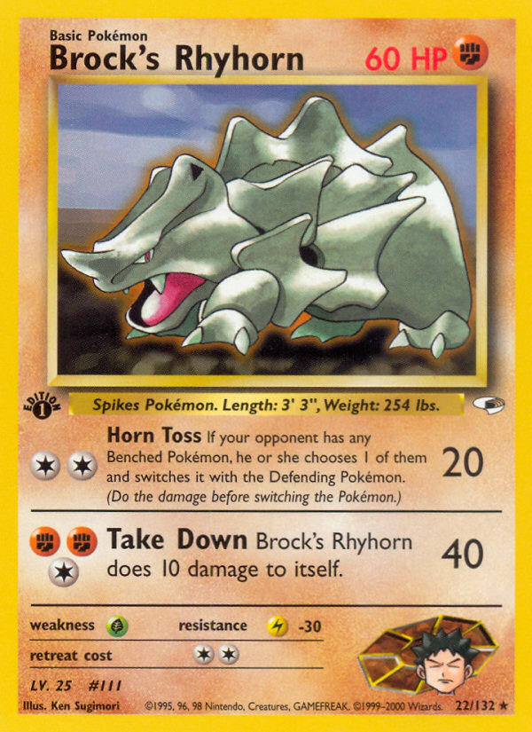 Brock's Rhyhorn (22/132) [Gym Heroes 1st Edition] | Mindsight Gaming