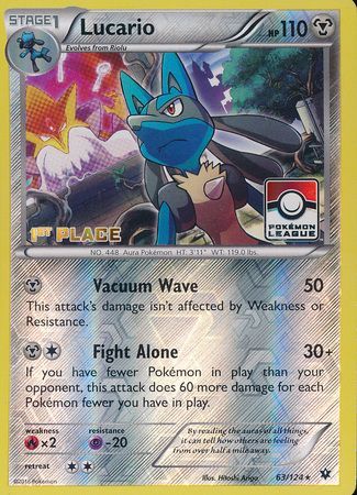 Lucario (63/124) (League Promo 1st Place) [XY: Fates Collide] | Mindsight Gaming