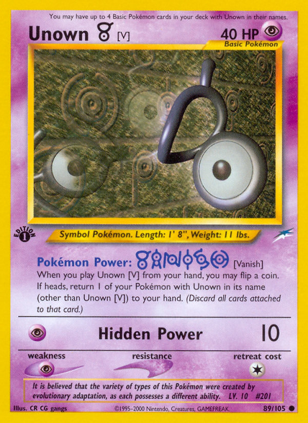 Unown [V] (89/105) [Neo Destiny 1st Edition] | Mindsight Gaming