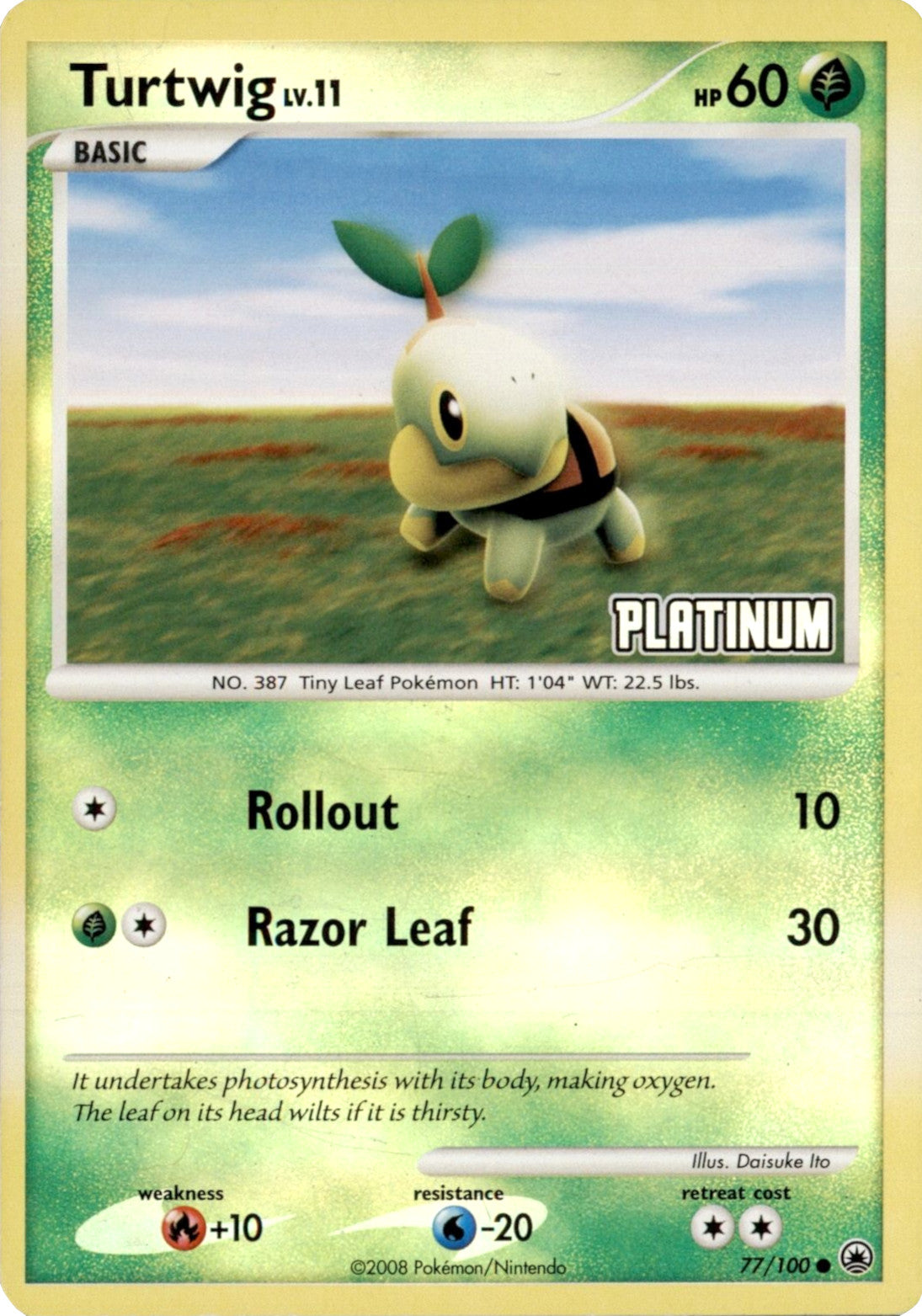 Turtwig LV.11 (77/100) (Platinum) [Burger King Promos: 2008 Collection] | Mindsight Gaming