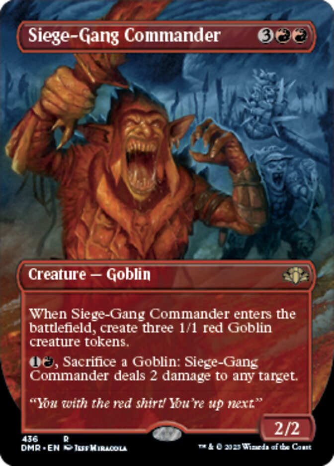 Siege-Gang Commander (Borderless Alternate Art) [Dominaria Remastered] | Mindsight Gaming