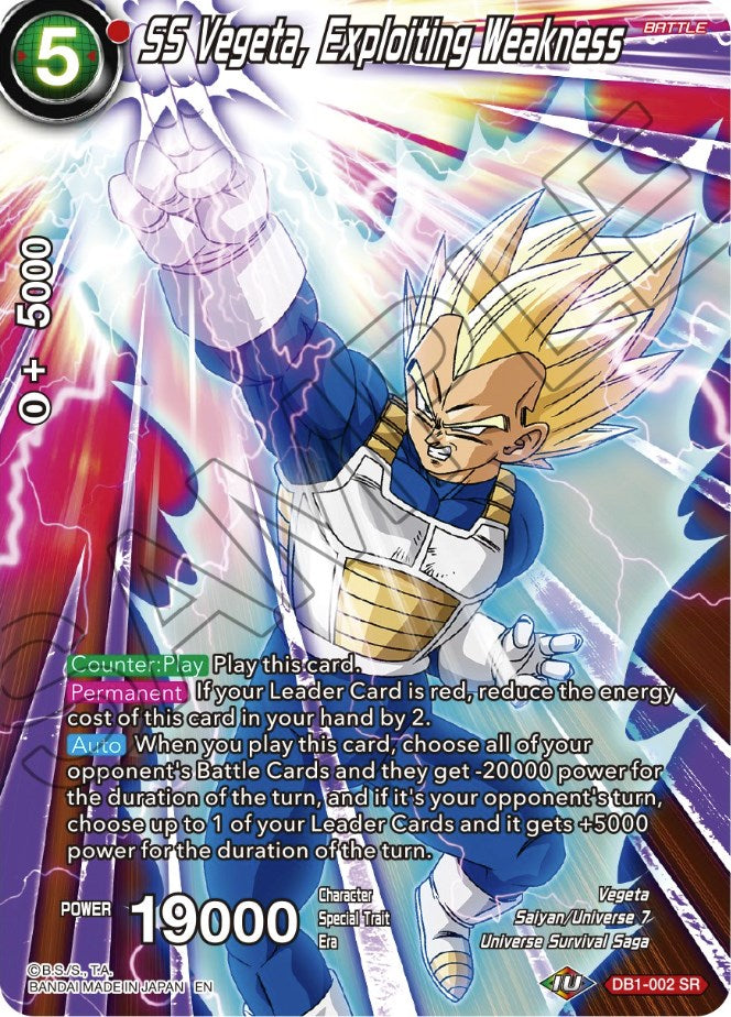 SS Vegeta, Exploiting Weakness (DB1-002) [Theme Selection: History of Vegeta] | Mindsight Gaming